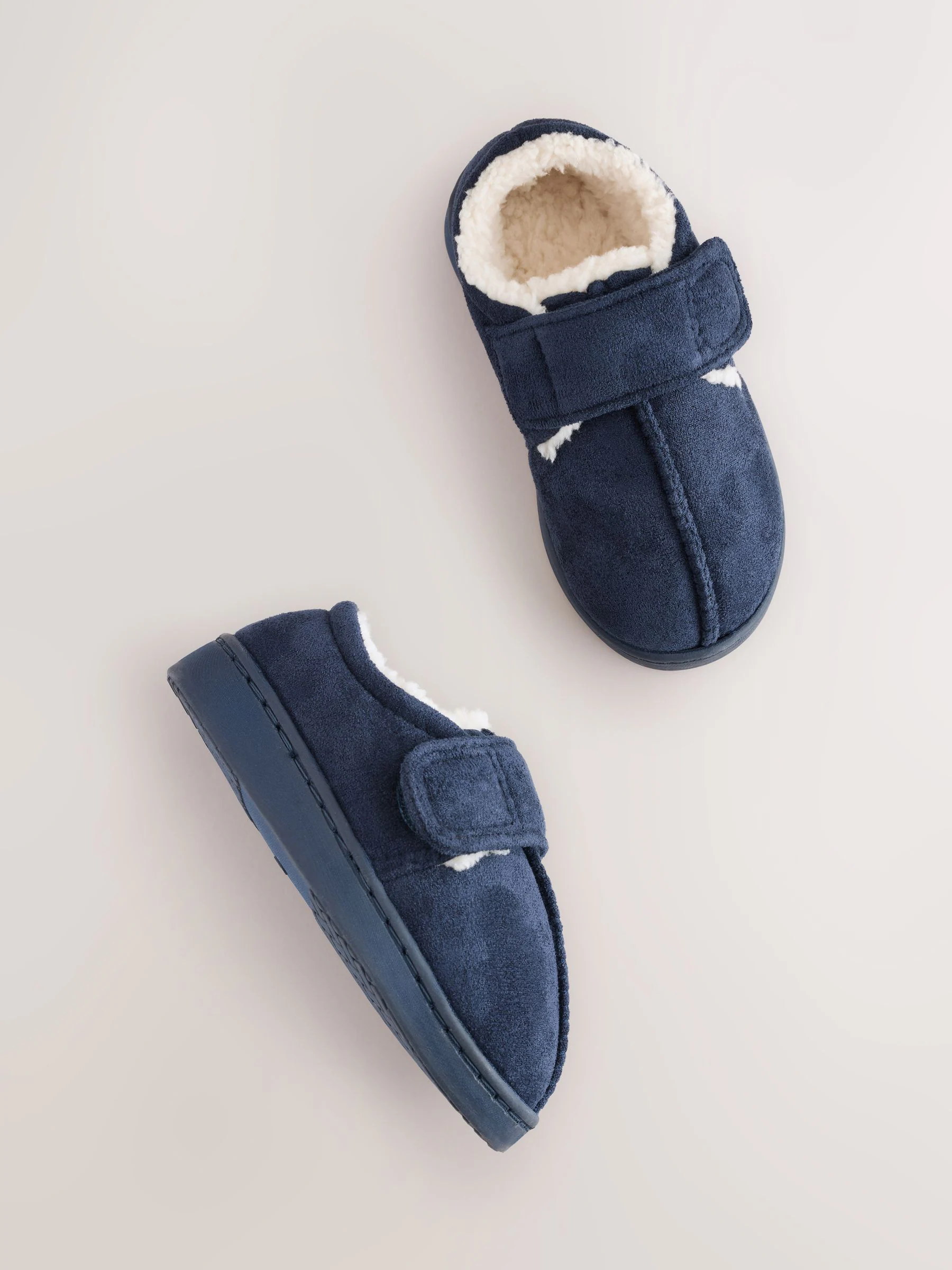 Marineblauw - Warm gevoerde pantoffels met kuipzool