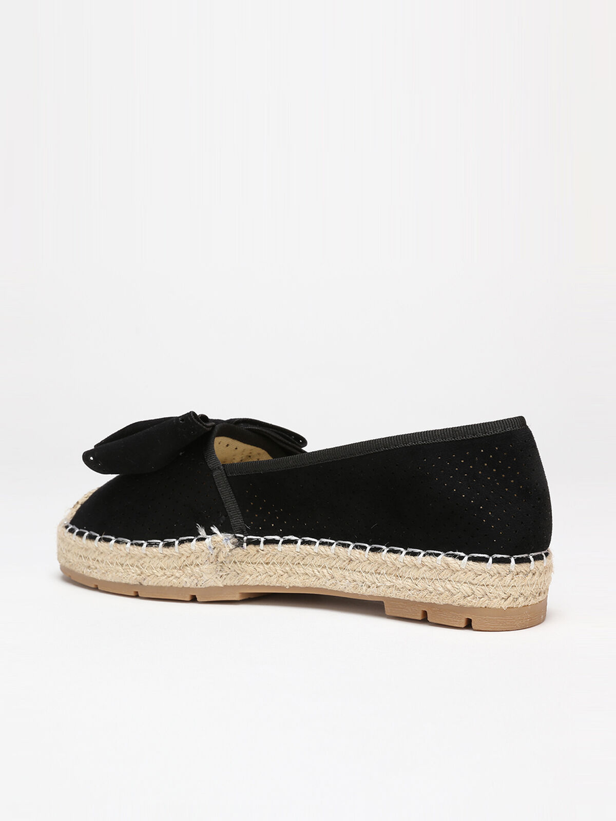Espadrilles à noeud avec perforations- Noir