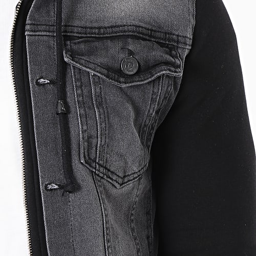Veste Jean A Capuche GJ3022 Noir Gris Anthracite