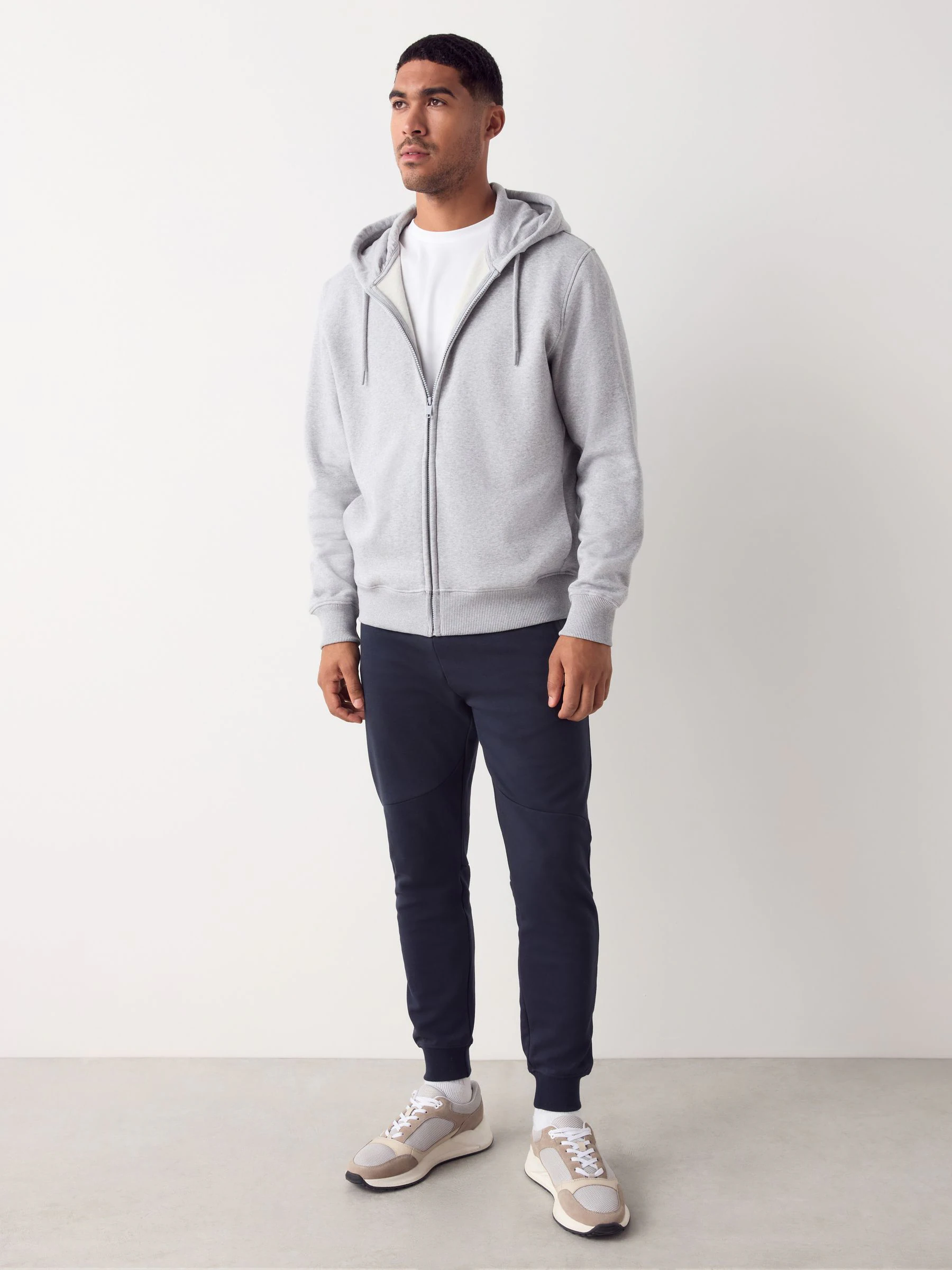 Donkerblauw - Sport- en vrijetijdsjoggingbroek met boorden
