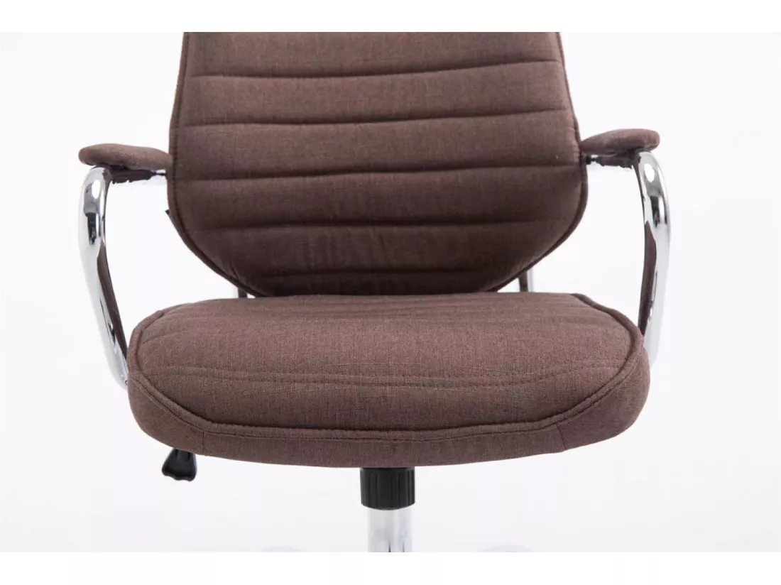 Chaise de bureau - Tissu & Métal chromé - Marron - Rako
