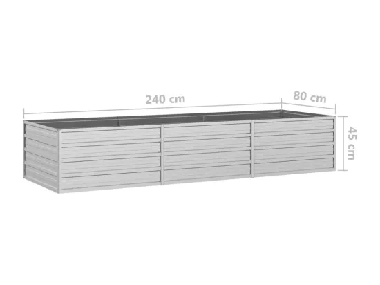 Jardinière bac lit surélevé argenté 240 x 80 x 45 cm 02_0039413