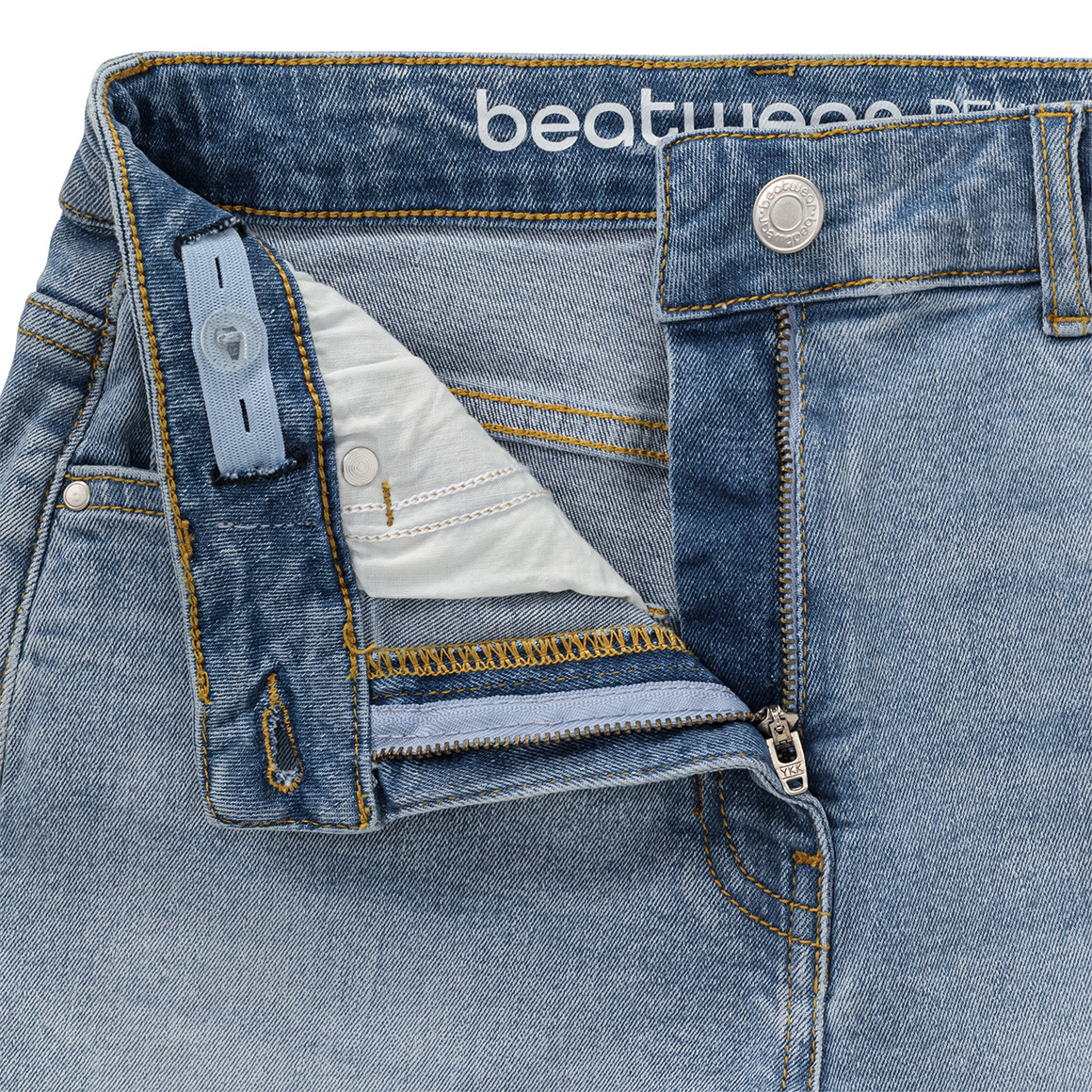 Beatwear Mädchen Jeans-Shorts mit verstellbarem Bund hellblau