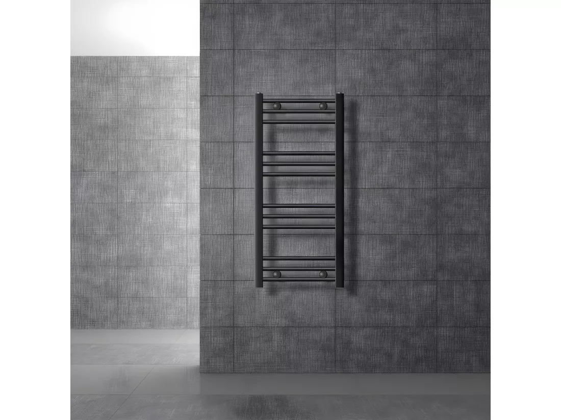 Radiateur sèche-serviette courbé acier anthracite connexion latérale 40x80 cm