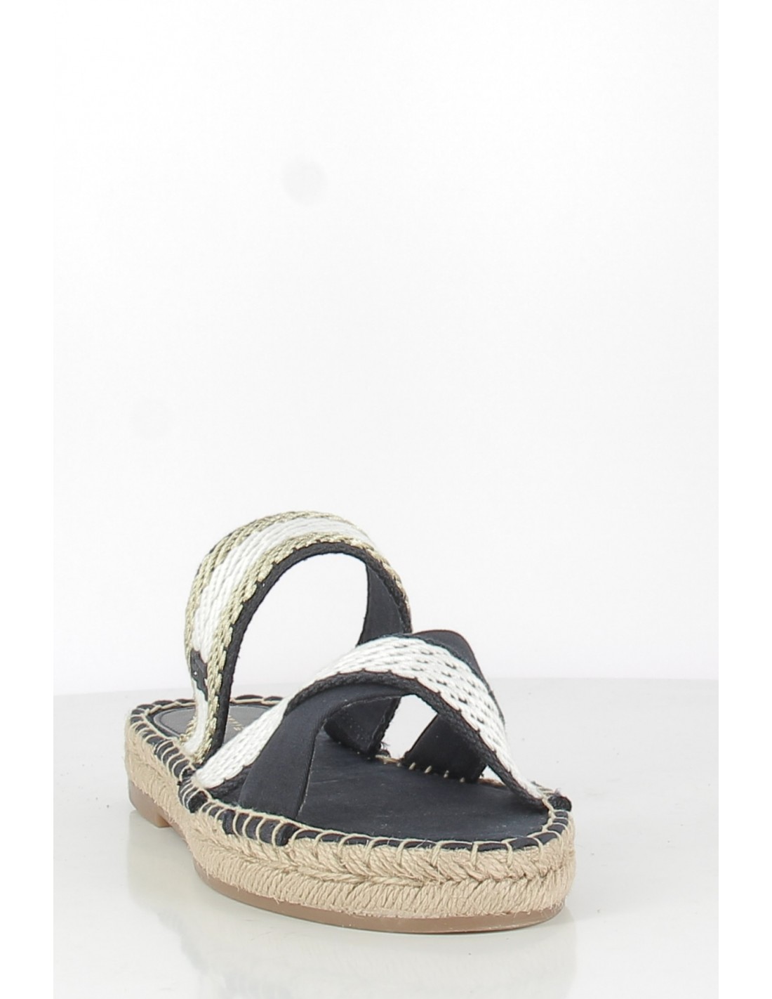 tommy hilfiger Mules femme golden webbing sandal noir/blanc