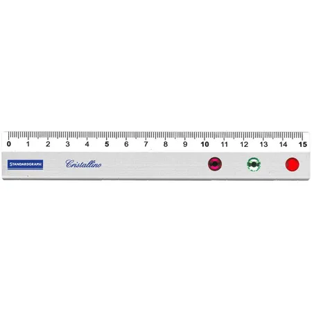 Standardgraph Aluminium Lineal 15 cm mit farbigen Swarovski Kristallen