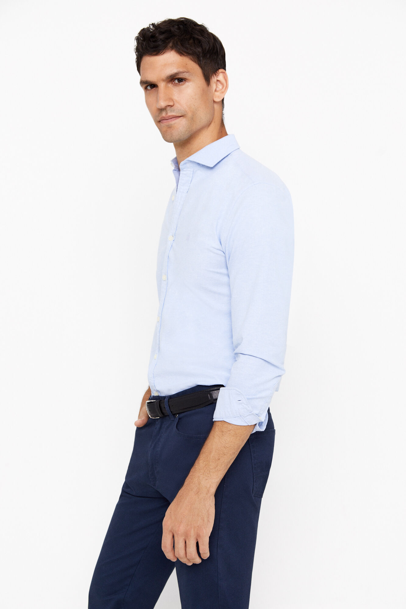 Camisa oxford lisa de corte slim