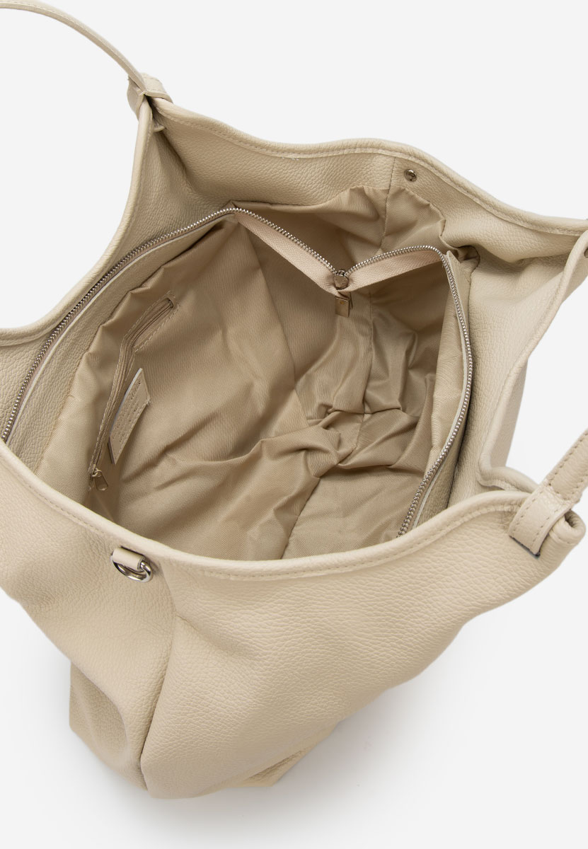 Sac en cuir naturel beige Leonadia