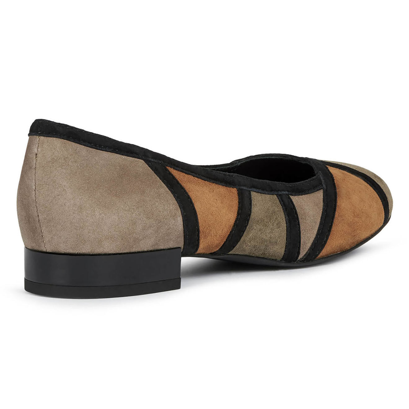 Geox Ballerines en Velours de Cuir Wistrey olive/cognac