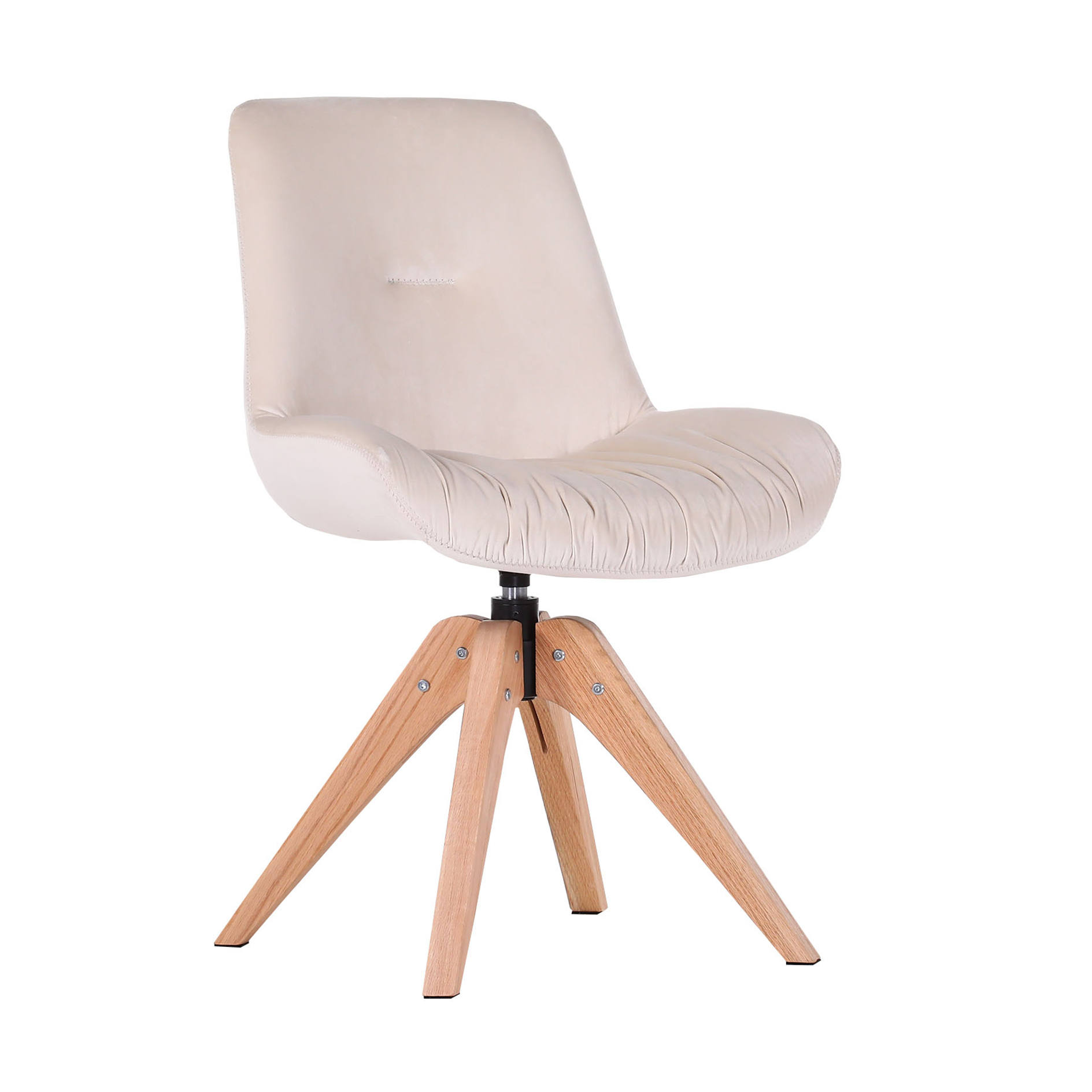 Stuhl - beige - Eiche massiv - Cord - drehbar
