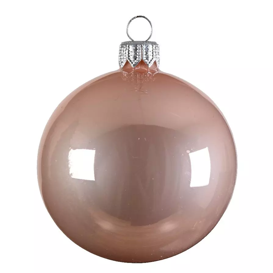 Lot de 6 boules de Noël en verre (D80 mm) Arctique brillantes Rose pétillant