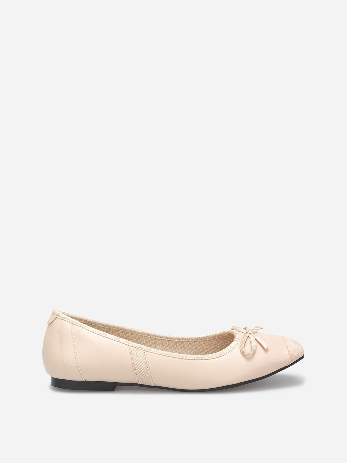 Ballerines multimatières à bout carré et nœud- Rose