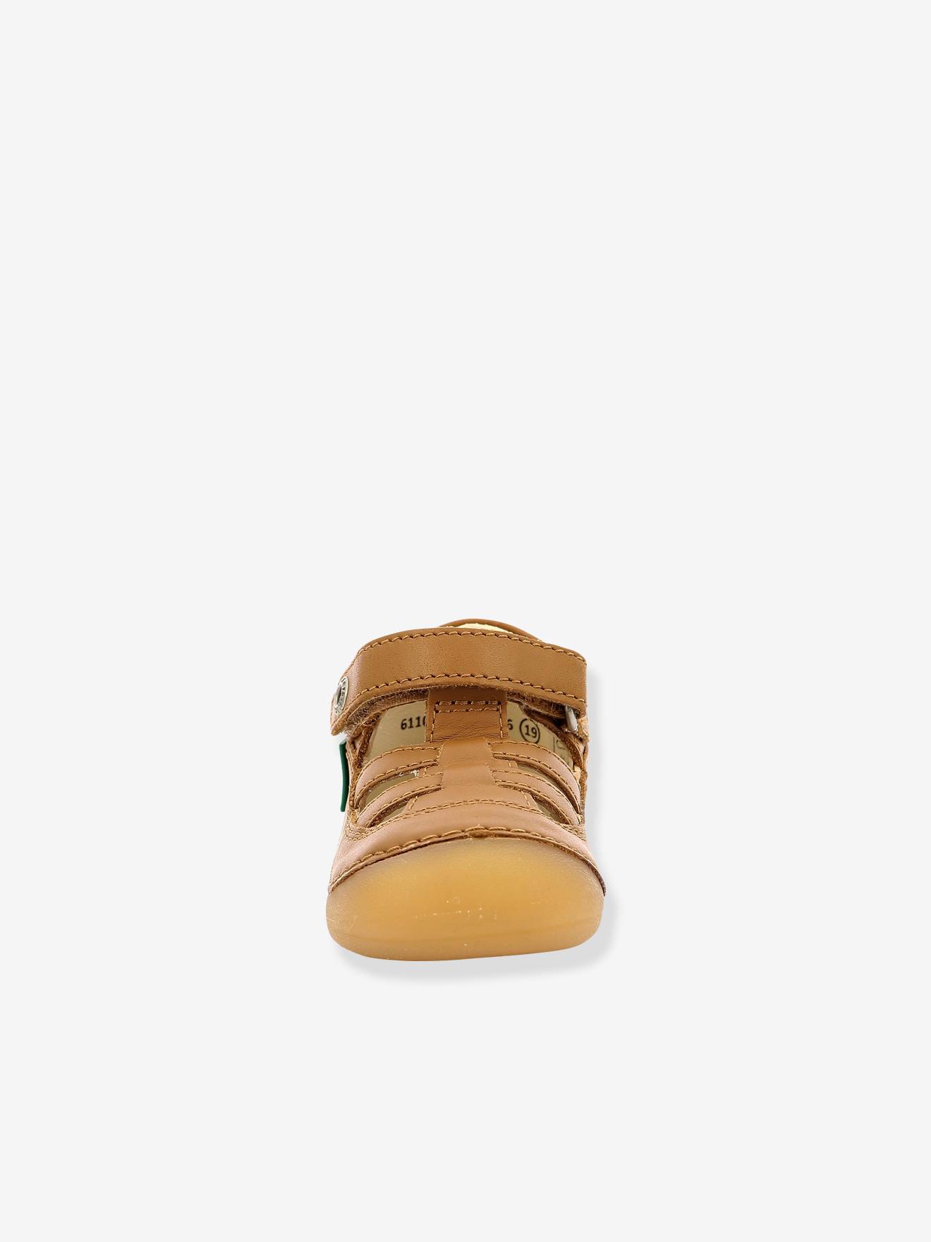Sandálias de couro para bebê Sushy Original Softers KICKERS®, azul escuro liso