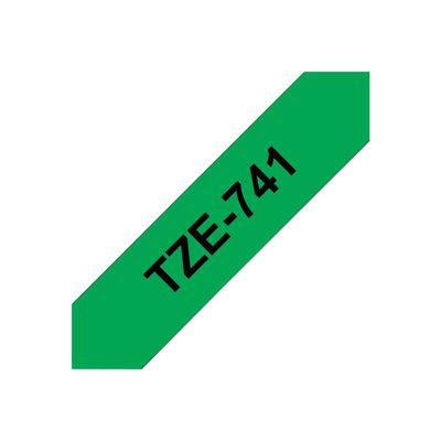 Brother TZe741 - Ruban d'étiquettes auto-adhésives - 1 rouleau (18 mm x 8 m) - fond vert écriture noire