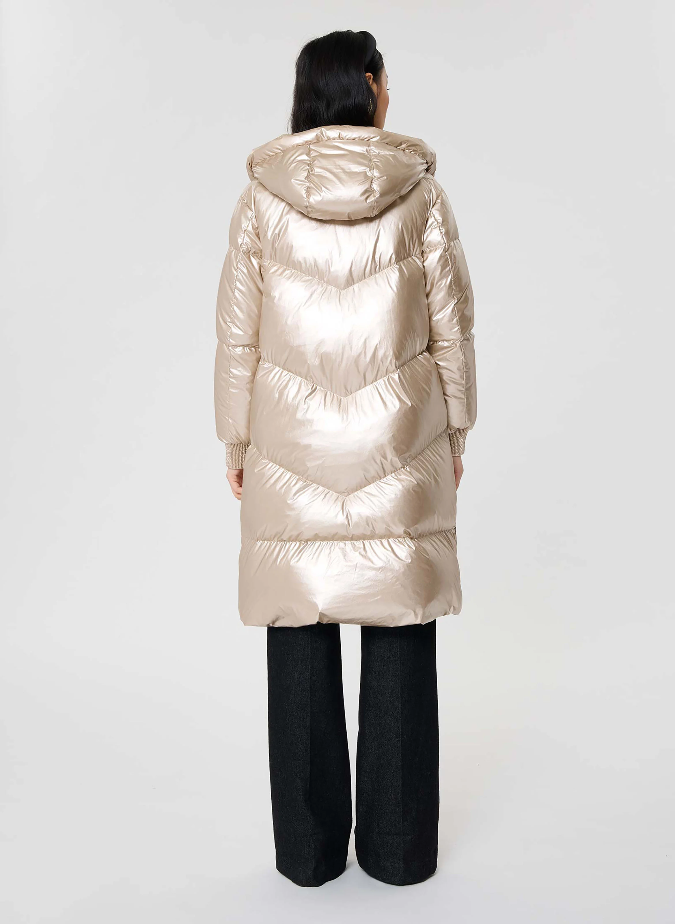 DARCY - Doudoune longue métallisée | Beige