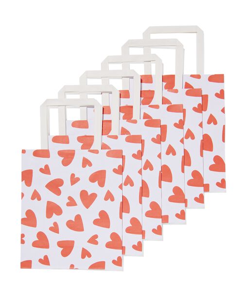 6 sacs cadeaux en papier 21x18x8 coeurs