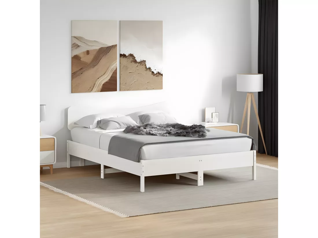 Tête de lit blanc 160 cm bois massif de pin
