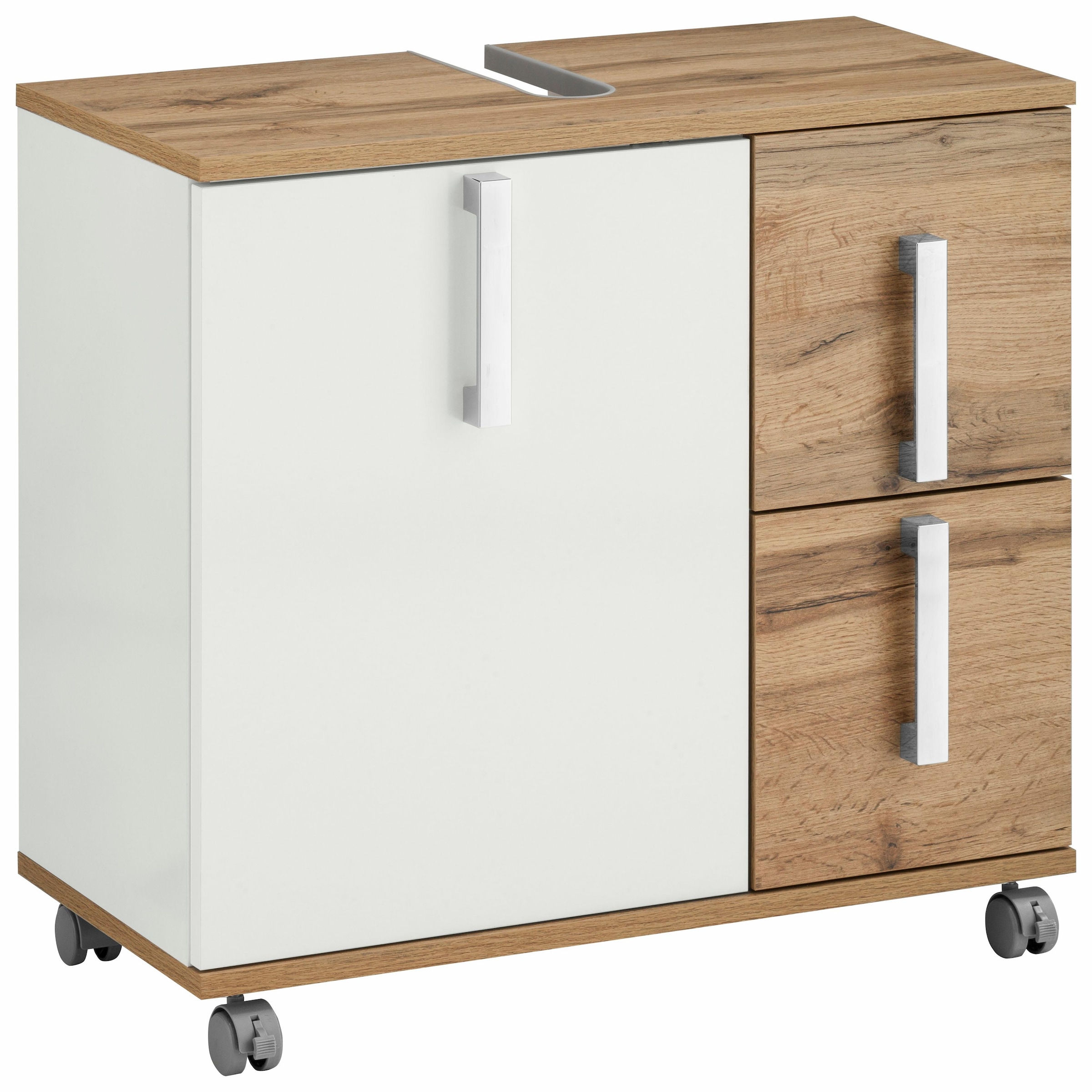 Schildmeyer Waschbeckenunterschrank »Kampen made in Germany« Höhe 60 cm, mit Metallgriffen, Tür mit Soft-Close, 2 Schubladen