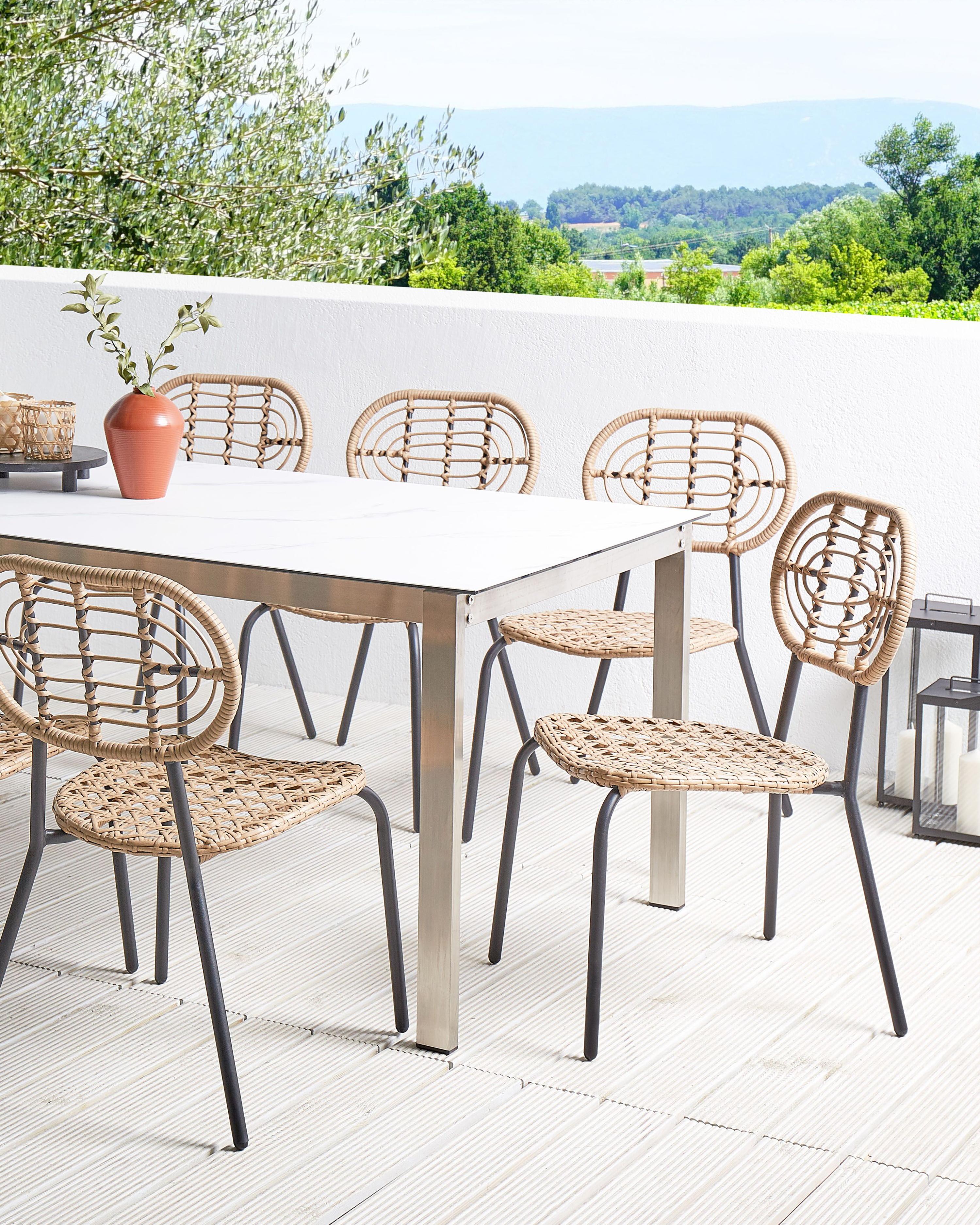 Set van 8 stoelen PRATELLO PE rotan Natuurlijk