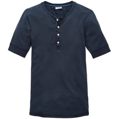 Herren-Henley-Shirt Halbarm, Dunkelblau