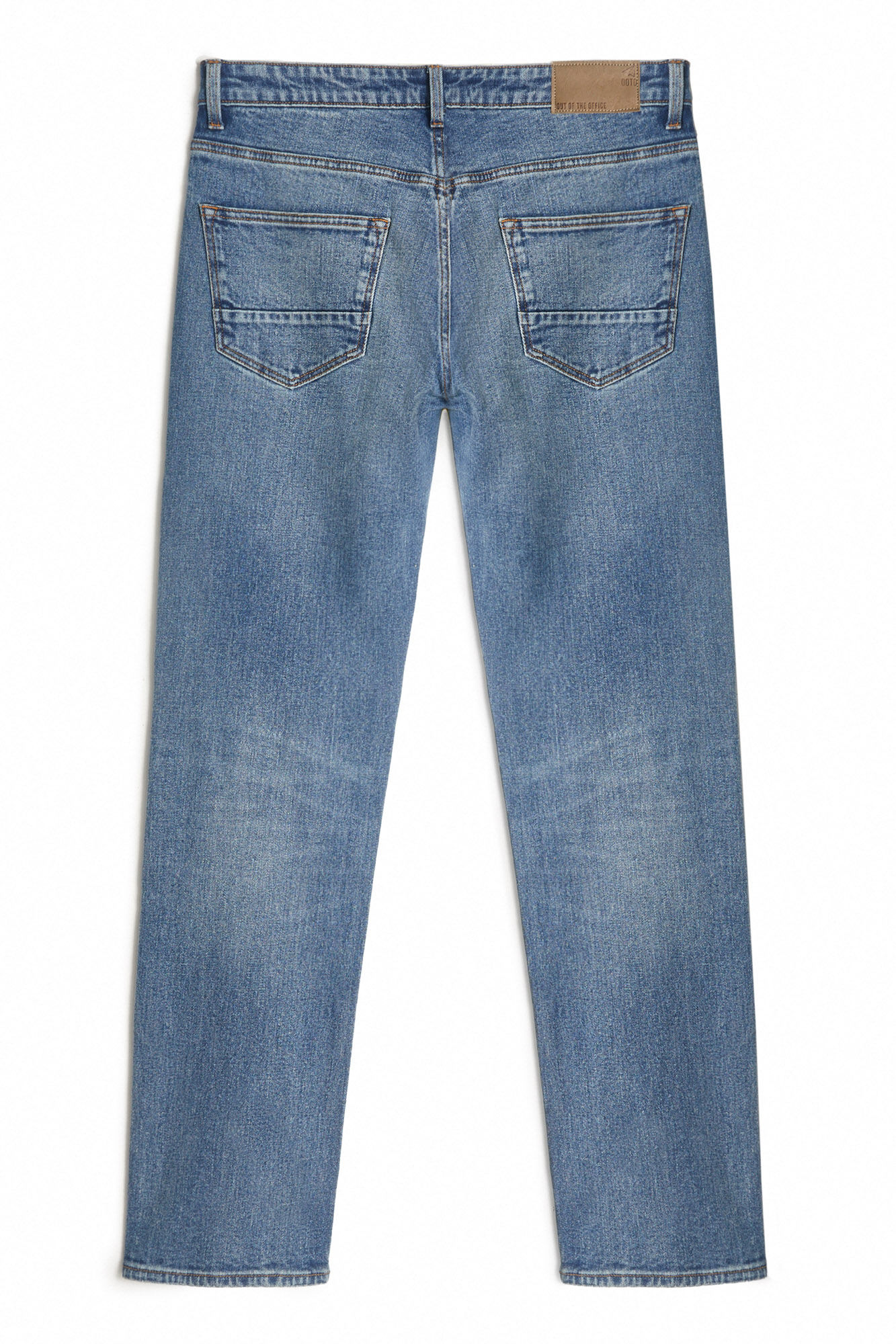 calça jeans slim de lavagem média