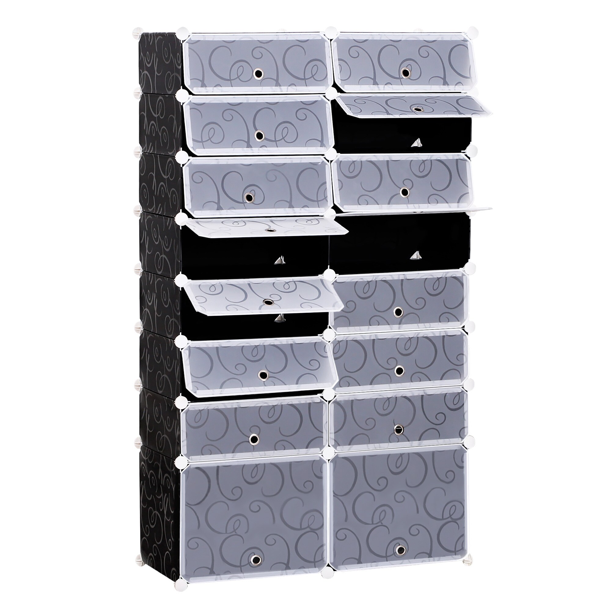 HOMCOM Schuhschrank mit Stecksystem schwarz, weiß 37 x 95 x 160 cm (LxBxH)