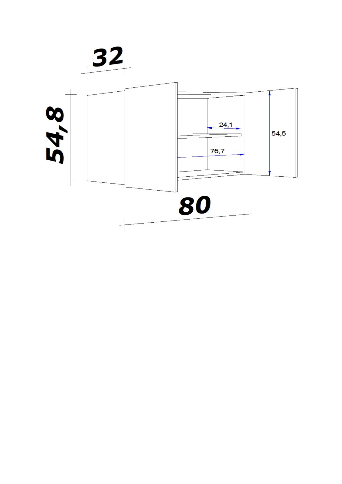 Oberschrank RISENTO - anthrazit - San Remo Eiche - 80 cm