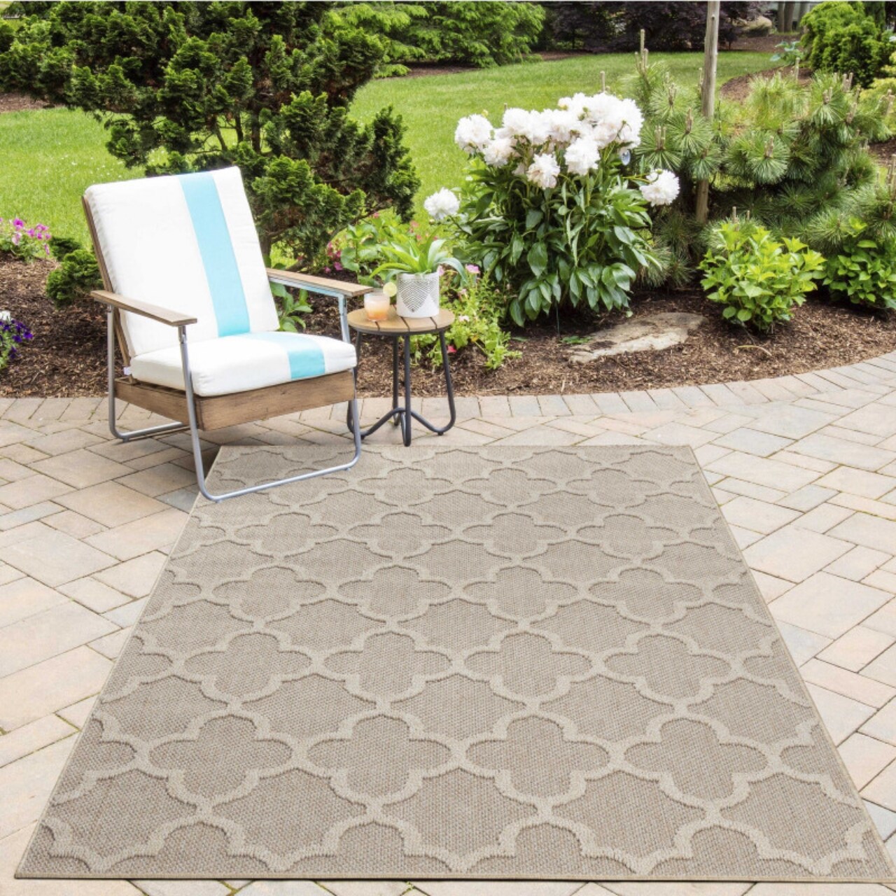 In & Outdoor-Teppich, Skandinavische Design, Sisal Optik, Flachgewebe Wetterfest
