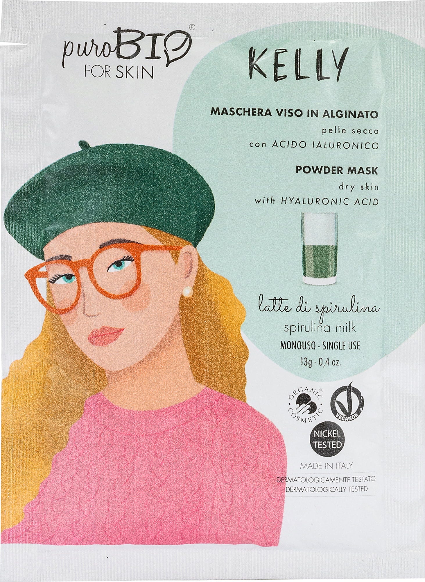 puroBIO cosmetics  forSKIN Kelly Powder Mask Dry Skin, 09 Spirulina (13 g)