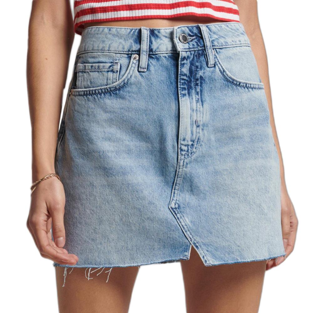 Superdry Jupe en jean Bleu Clair Femme Superdry Mini Skirt