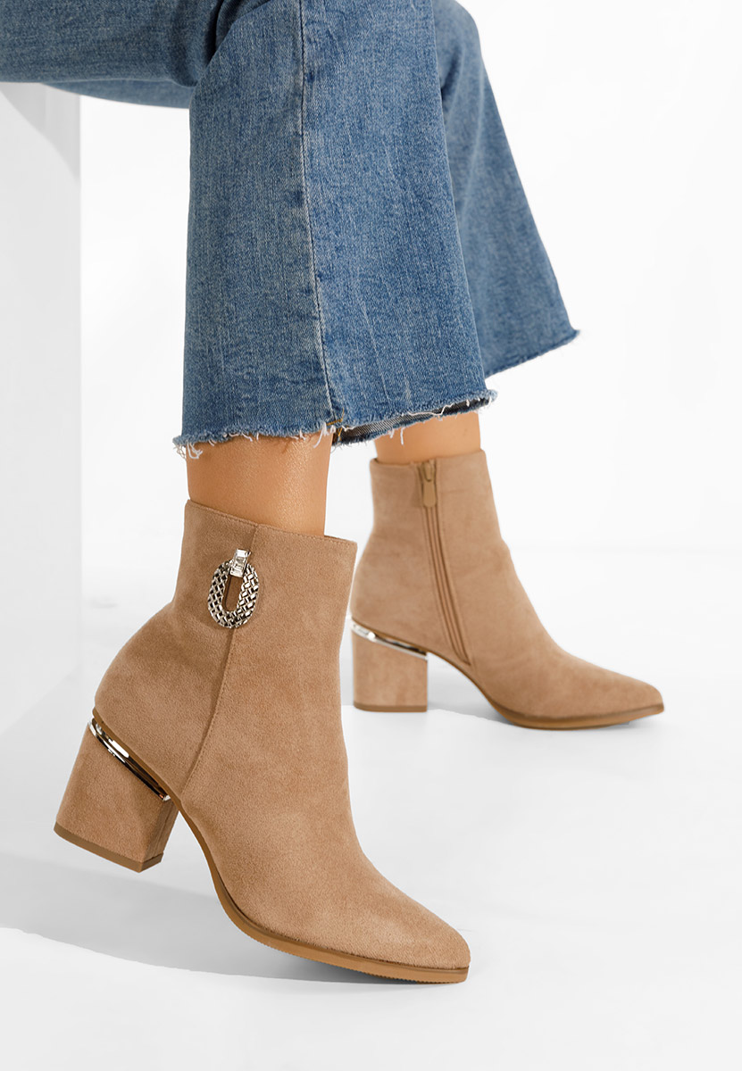 Bottines femme à talon kaki Hoja