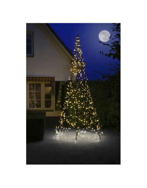 Fairybell Vlaggenmast Kerstboom - Kerstverlichting - 400 cm Zwart 640 led