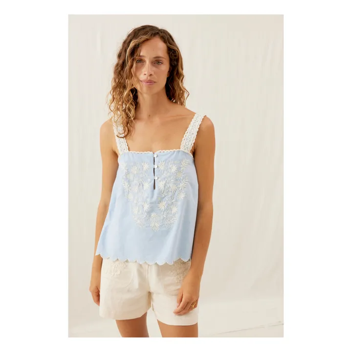 Louise Misha Top Paradine Coton Bio - Collection Femme | Bleu ciel