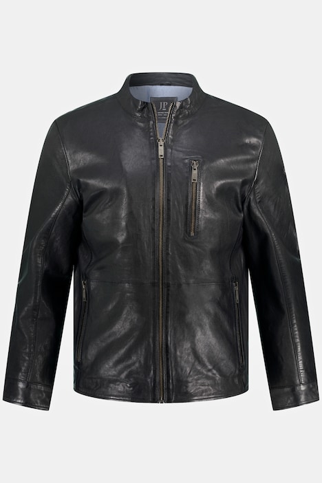 Lederjacke, Leder, Bikerstyle, Stehkragen, Zipper