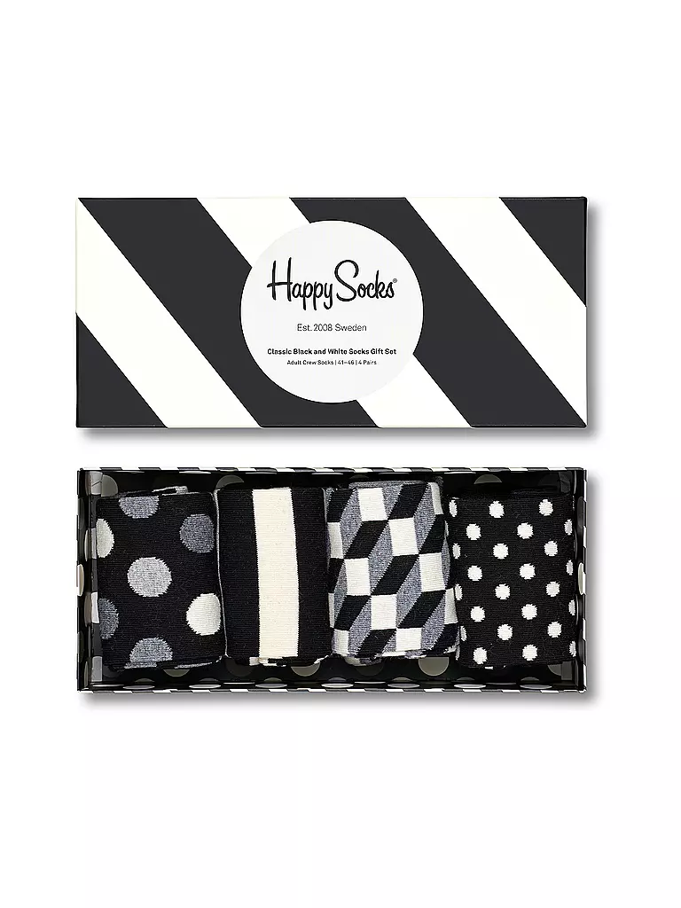 HAPPY SOCKS Damen Socken 4er Pgk. CLASSIC BLACK & WHITE  black schwarz