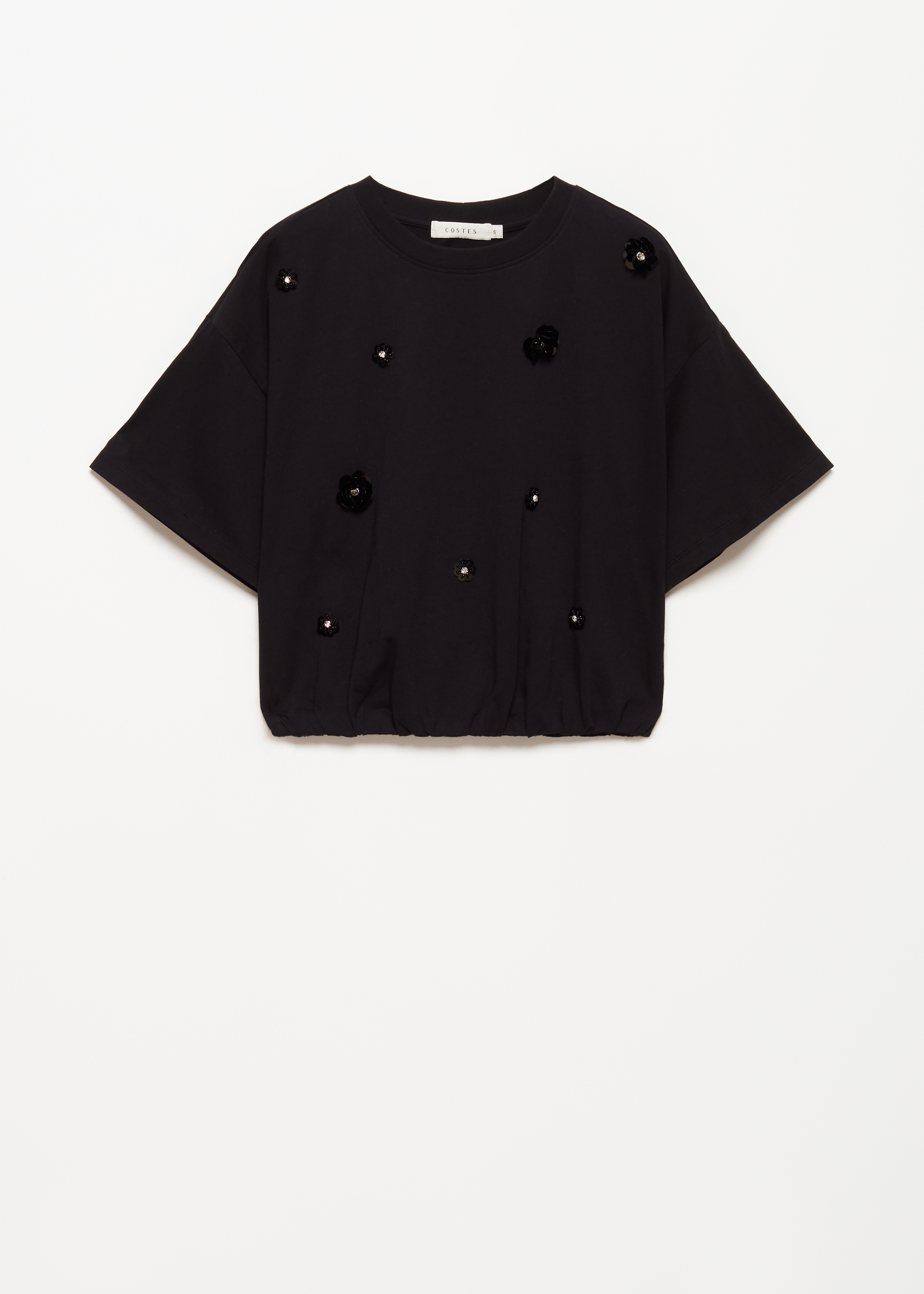 T-shirt met bloem pailletten