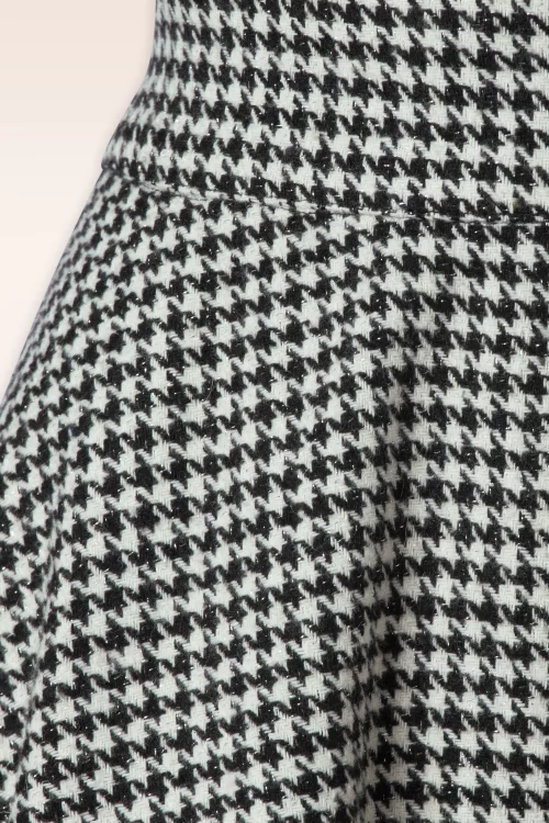 Banned Retro Florence Houndstooth gebreide swing rok in zwart