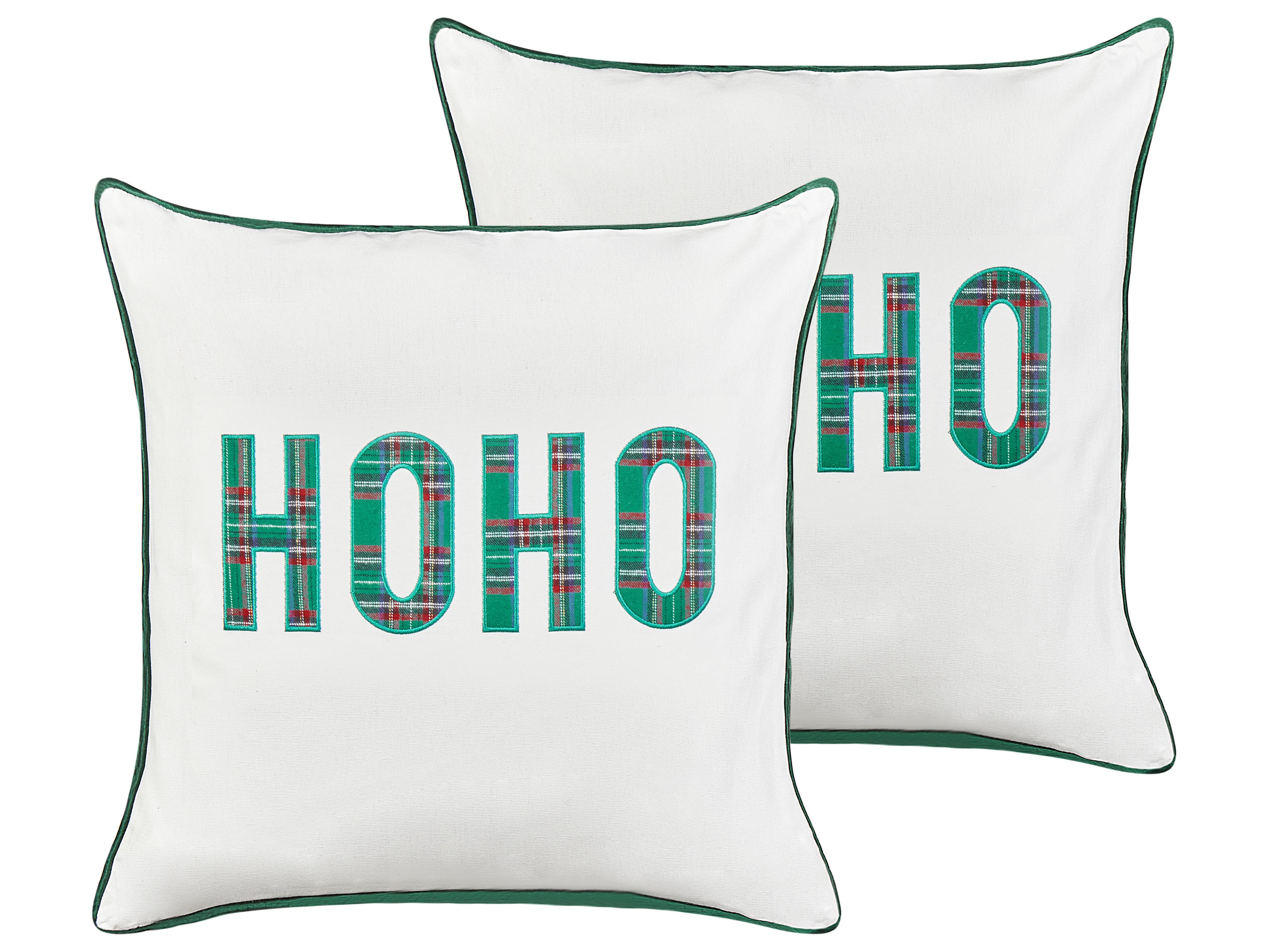 Set van 2 sierkussens JOYCANDY Katoen 45 x 45 cm Wit kerstmotief