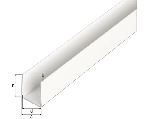 U-profiel PVC wit 12x10x1 mm, 2,6 m