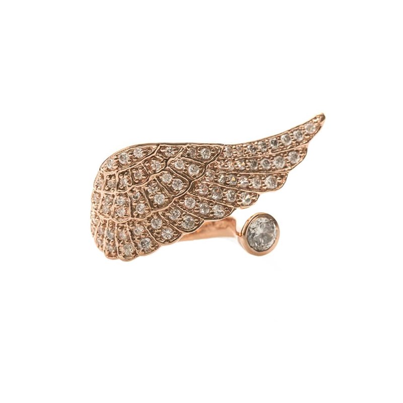 Bague Argent Aile D'ange Rose
