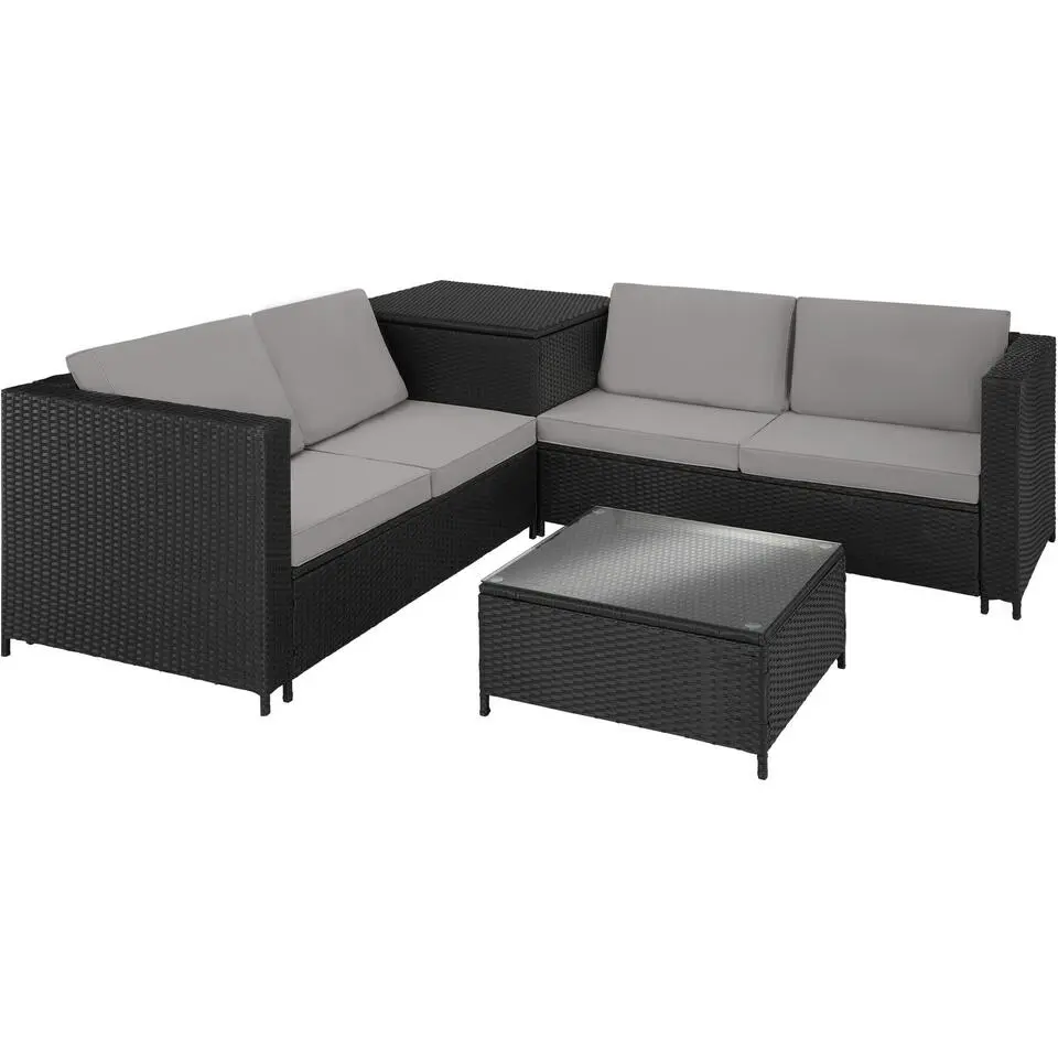 tectake - Loungeset Siena - wicker - zwart