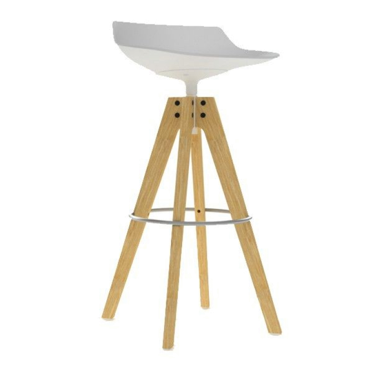 MDF Italia Flow Stool barkruk 78cm met VN naturel eiken onderstel wit