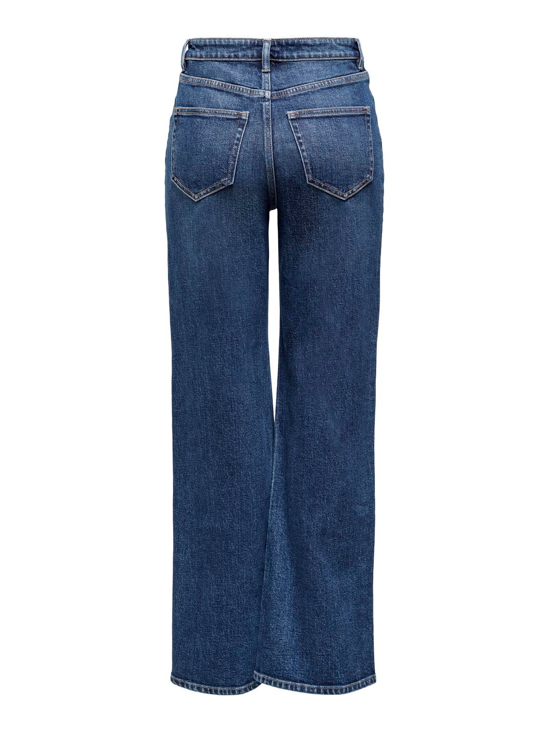ONLJUICY Hohe Taille Weiter Beinschnitt Jeans Dark Medium Blue Denim
