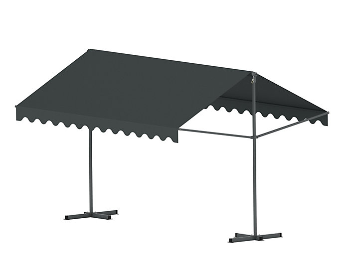 Store banne double pente à poser 4x3 m gris