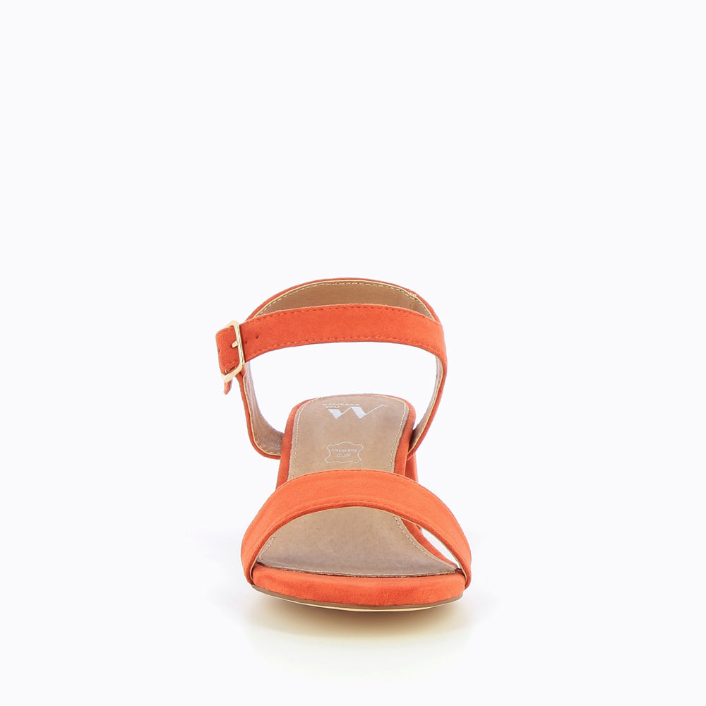 Sandales à talon, Compensées-Sandales Melissa orange à petit talon épais