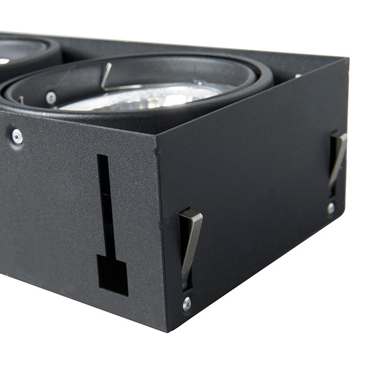 Inbouwspot zwart AR111 draai- en kantelbaar trimless 2-lichts - Oneon