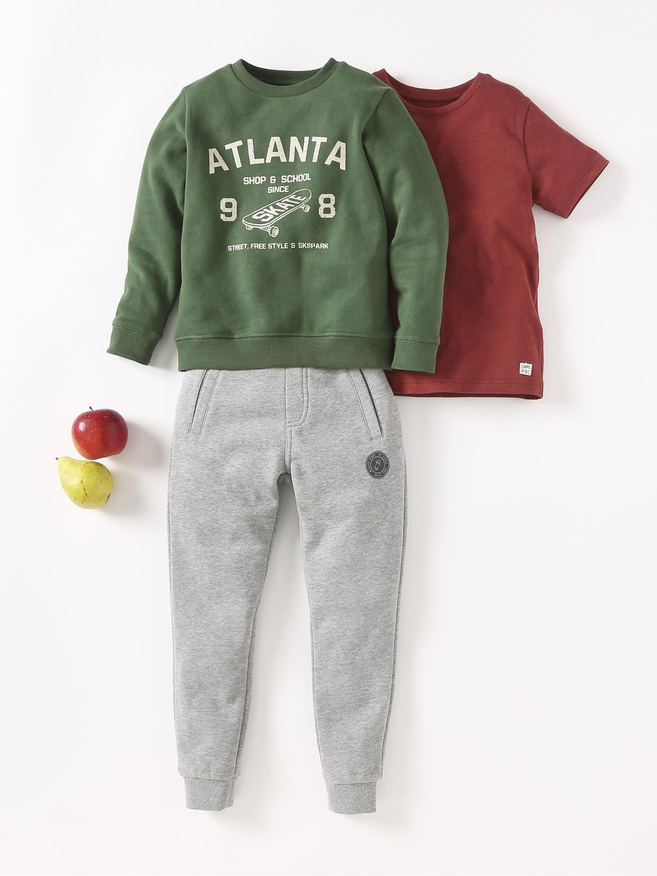 Calça de moletom estilo jogging, preta mesclada escura para menino