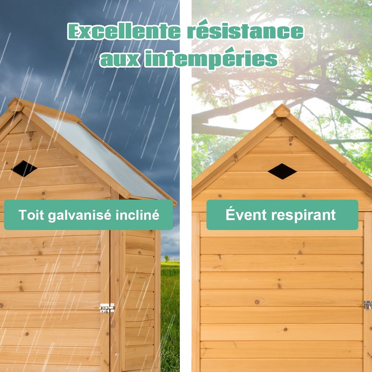 Abri de Jardin Extérieur à 5 Etagères Cabane Verrouillable en Bois de Sapin Toit en Tôle Galvanisée - Lidl-Manfred