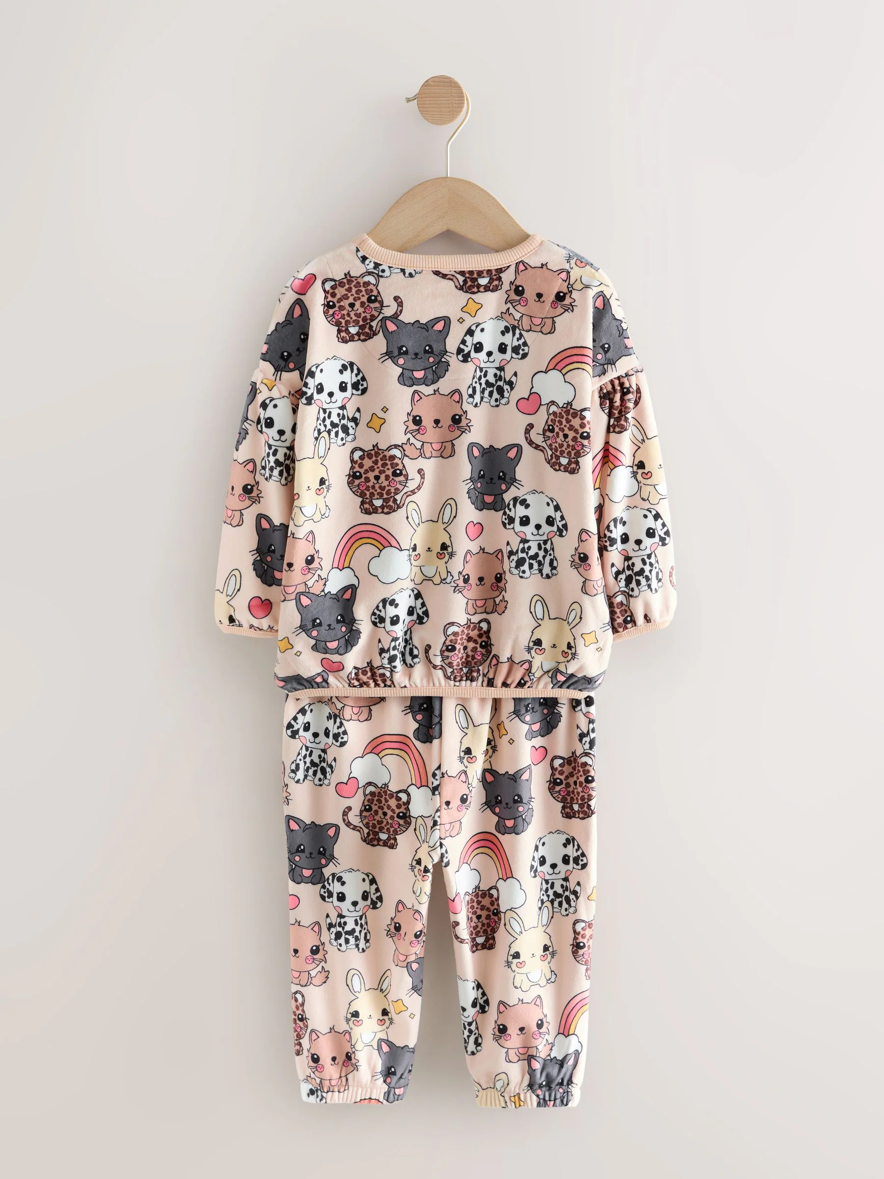 Ecru/bruine dieren - Behaaglijke fleece pyjama (9 mnd-10 jr)