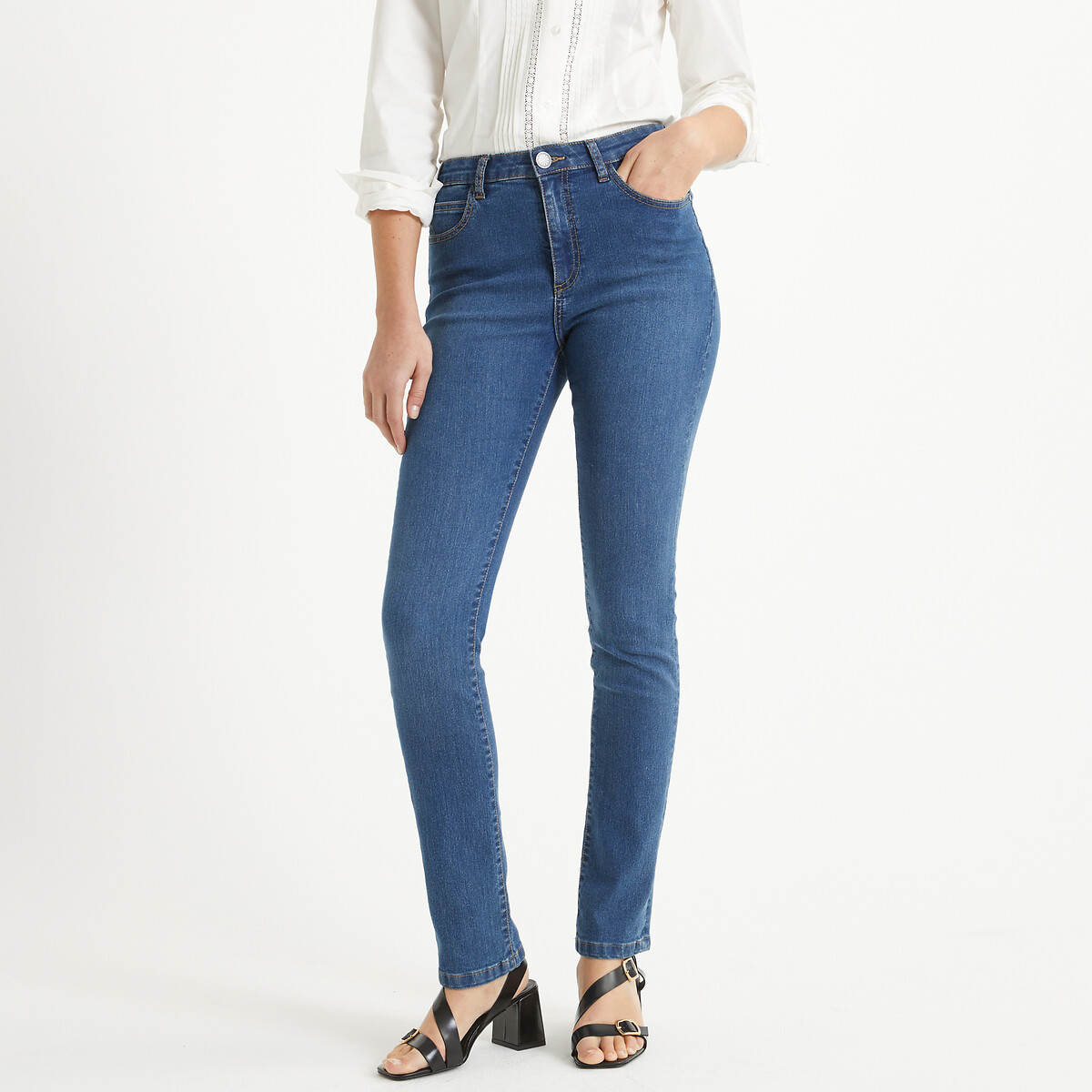 ANNE WEYBURN<br>Calça jeans reta normal